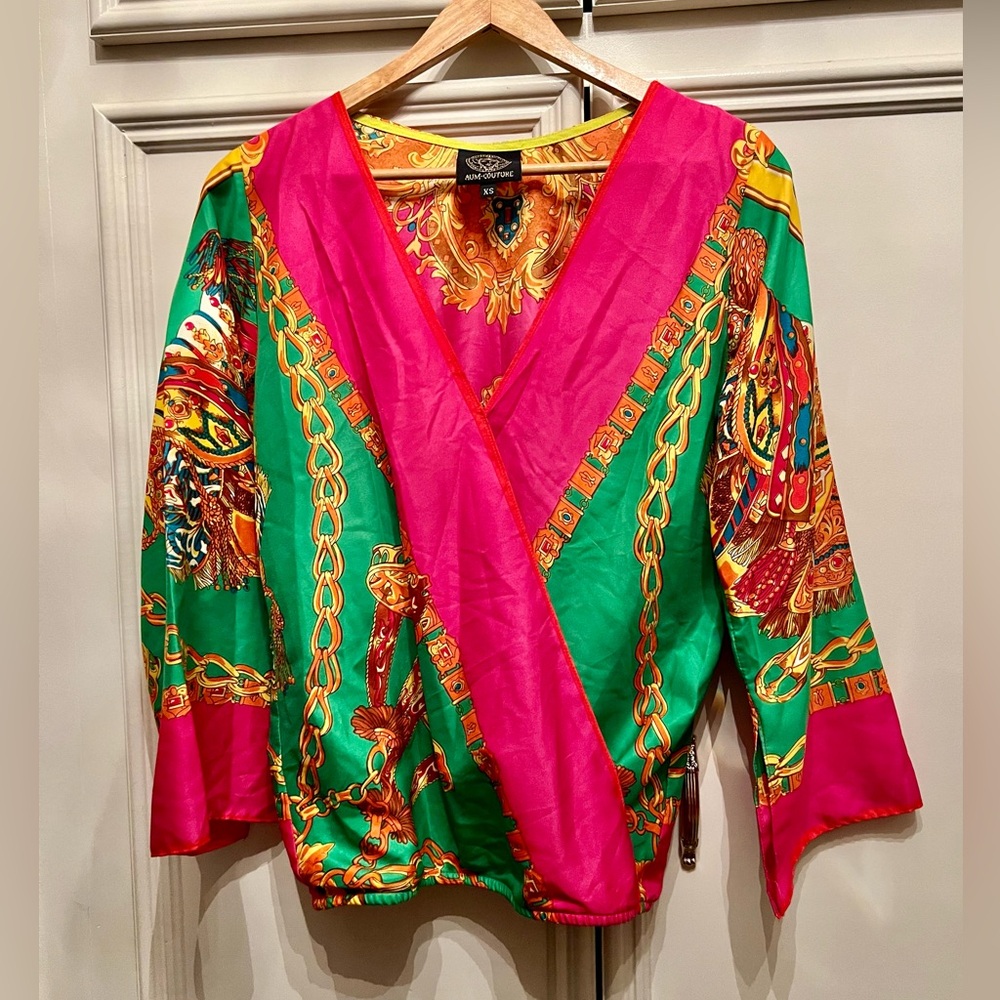 AUM COUTURE Bright Pink/ Green. Beautiful condition. Smoke free home.Size XS